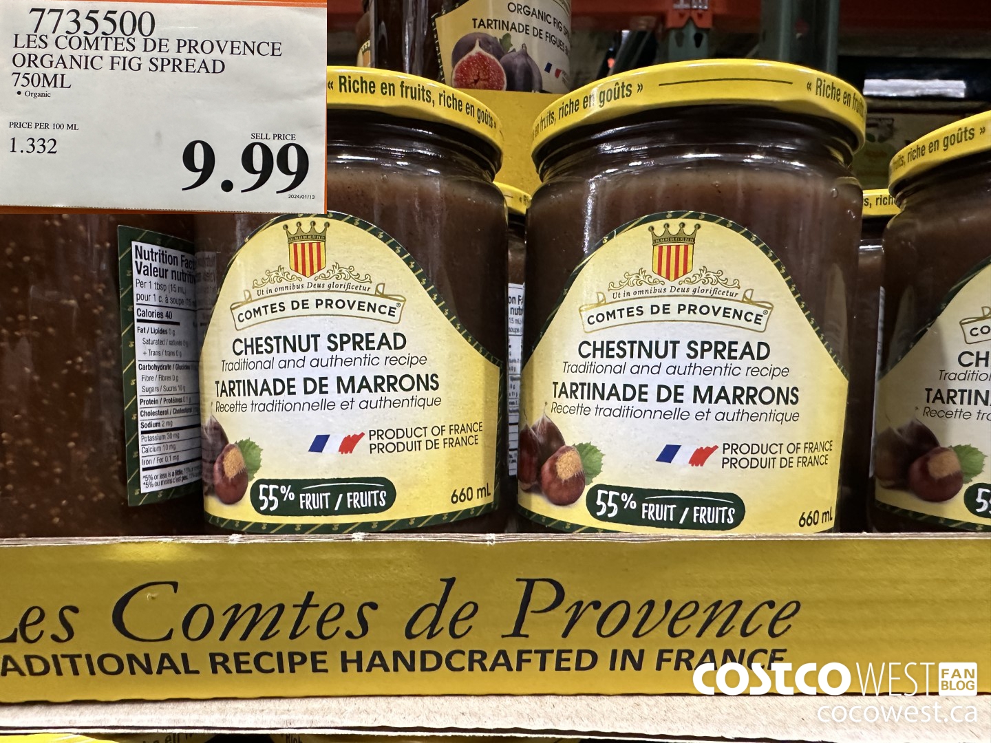 7735500 LES COMTES DE PROVENCE ORGANIC FIG SPREAD 750ML $9.99