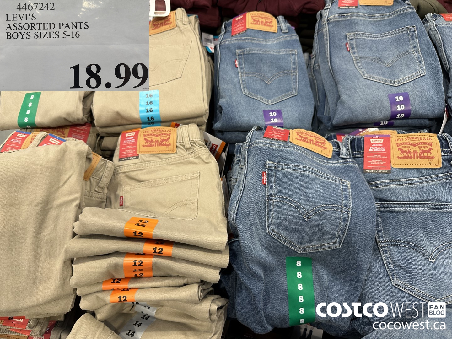 4467242 LEVI'S ASSORTED PANTS BOYS SIZES 5-16 $18.99
