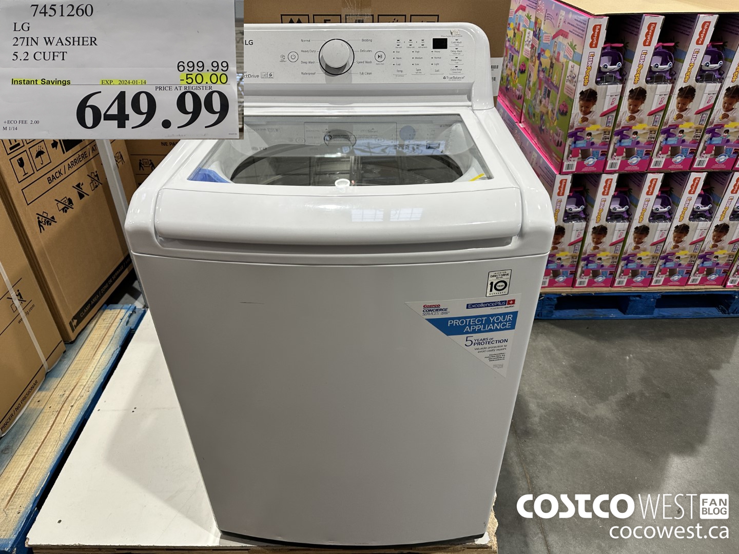 7451260 LG 27IN WASHER 5.2 CUFT ($50.00 INSTANT SAVINGS EXPIRES ON 2024-01-14) $649.99