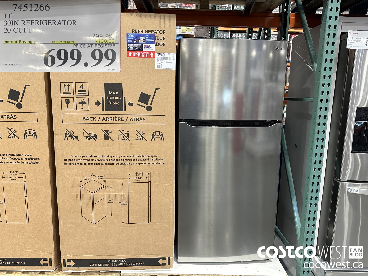 7451266 LG 30 IN. REFRIGERATOR 20 cu.ft ($100.00 INSTANT SAVINGS EXPIRES ON 2024-01-24) $699.99