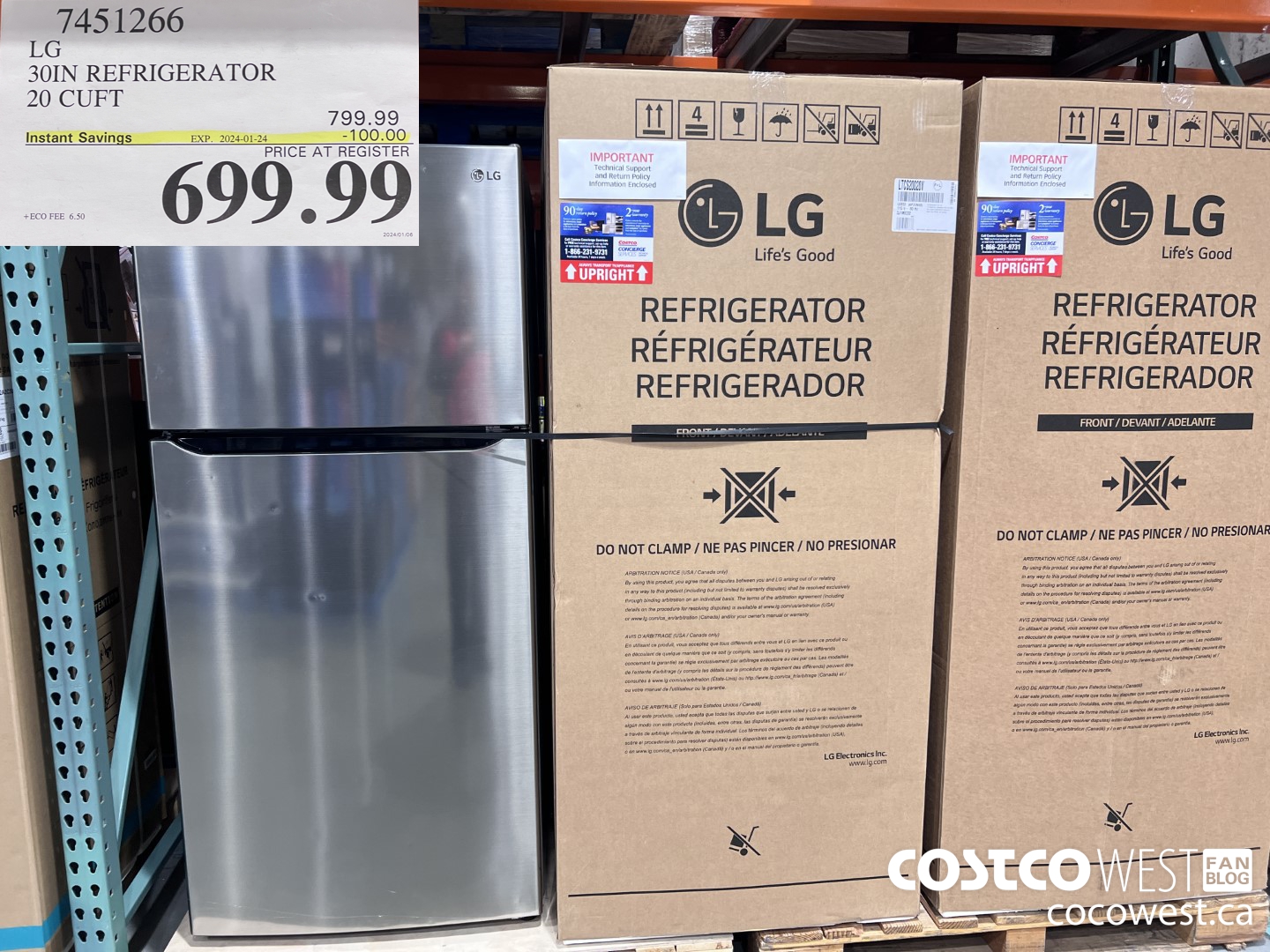 7451266 LG 30 IN. REFRIGERATOR 20 cu.ft ($100.00 INSTANT SAVINGS EXPIRES ON 2024-01-24) $699.99