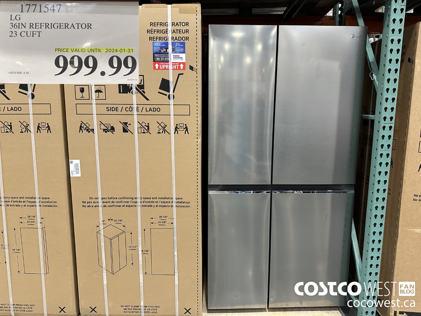 Weekend Update Costco Sale Items For Jan 12 14 2024 For BC AB MB   LG 36IN REFRIGERATOR 23 CUFT 20240112 152823 