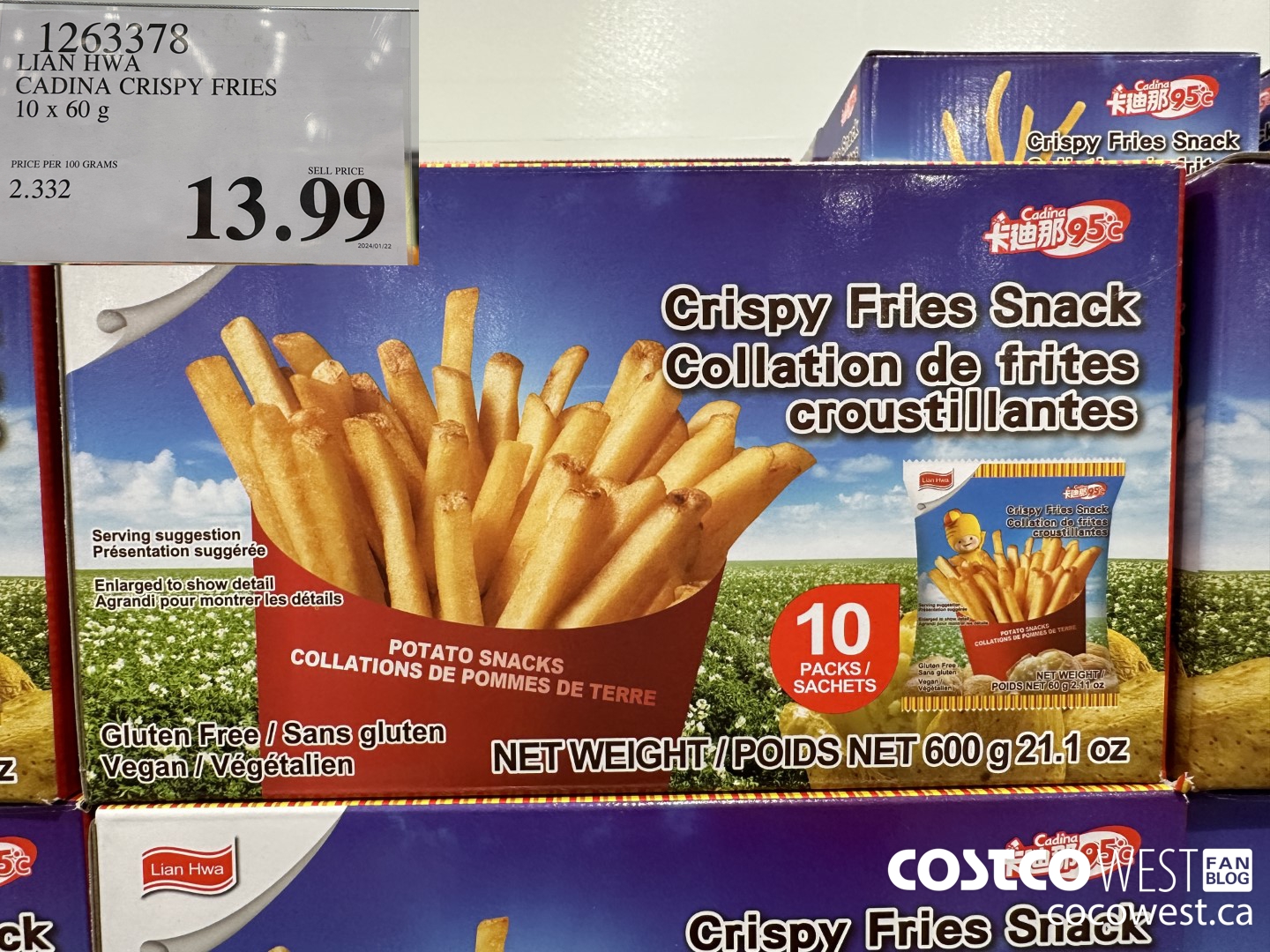 1263378 LIAN NWA CADINA CRISPY FRIES 10 X 60 G $13.99