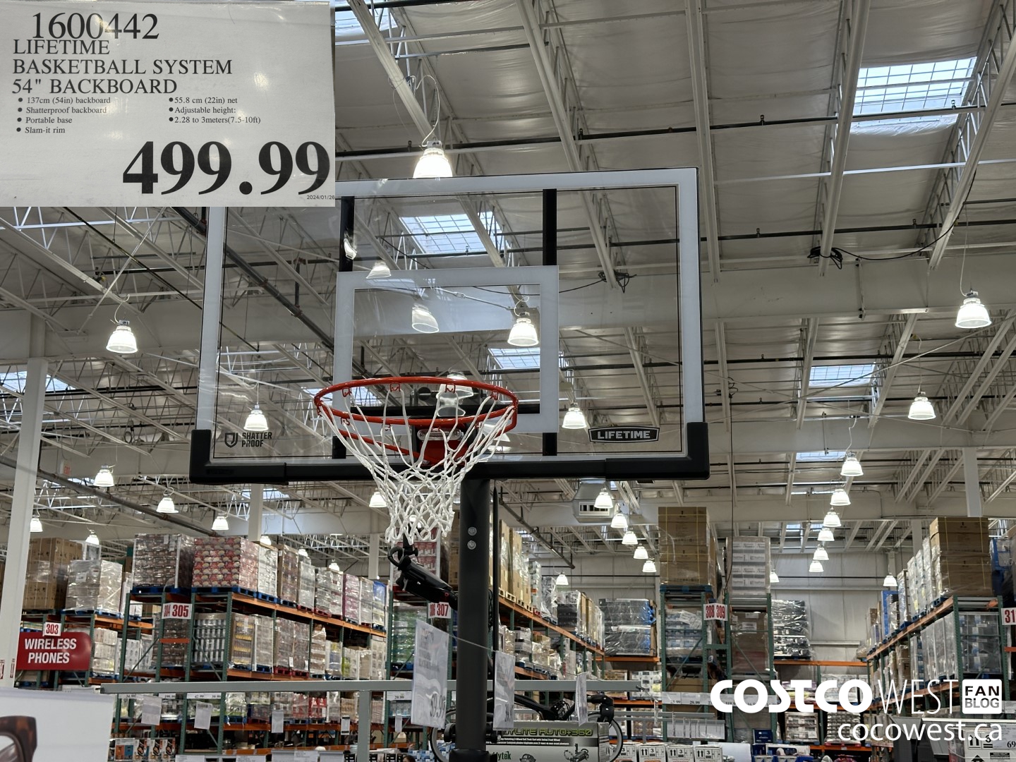 1600442 LIFETIME PRODUCTS BASKETBALL SYSTEM 54IN BACKBOARD $499.99