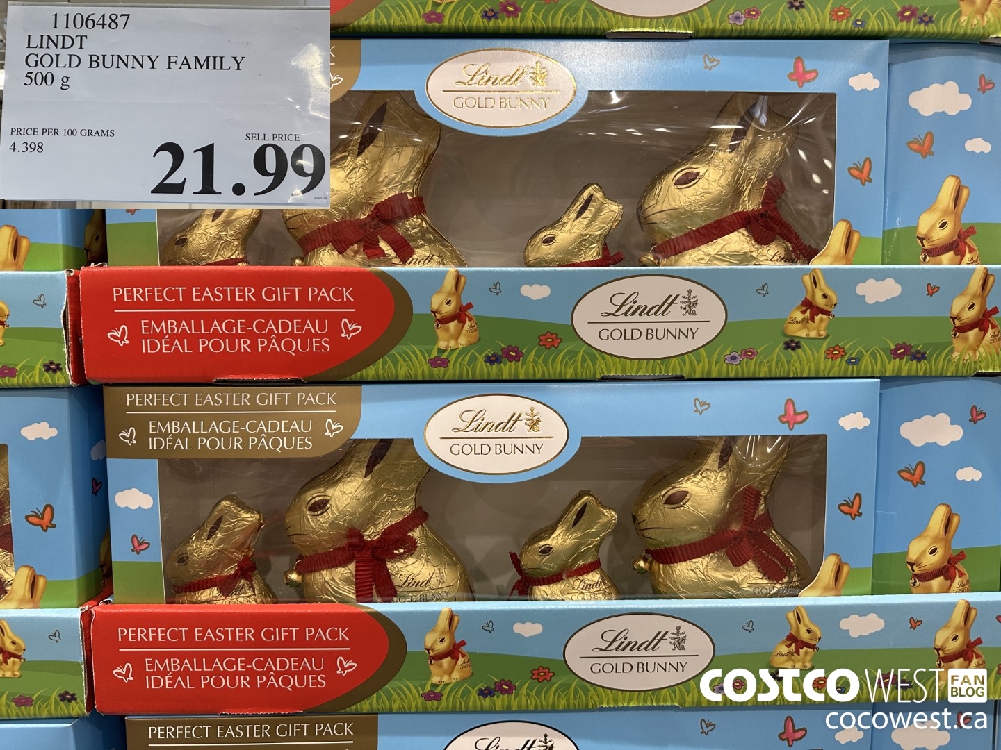 1106487 LINDT GOLD BUNNY FAMILY 500 G $21.99