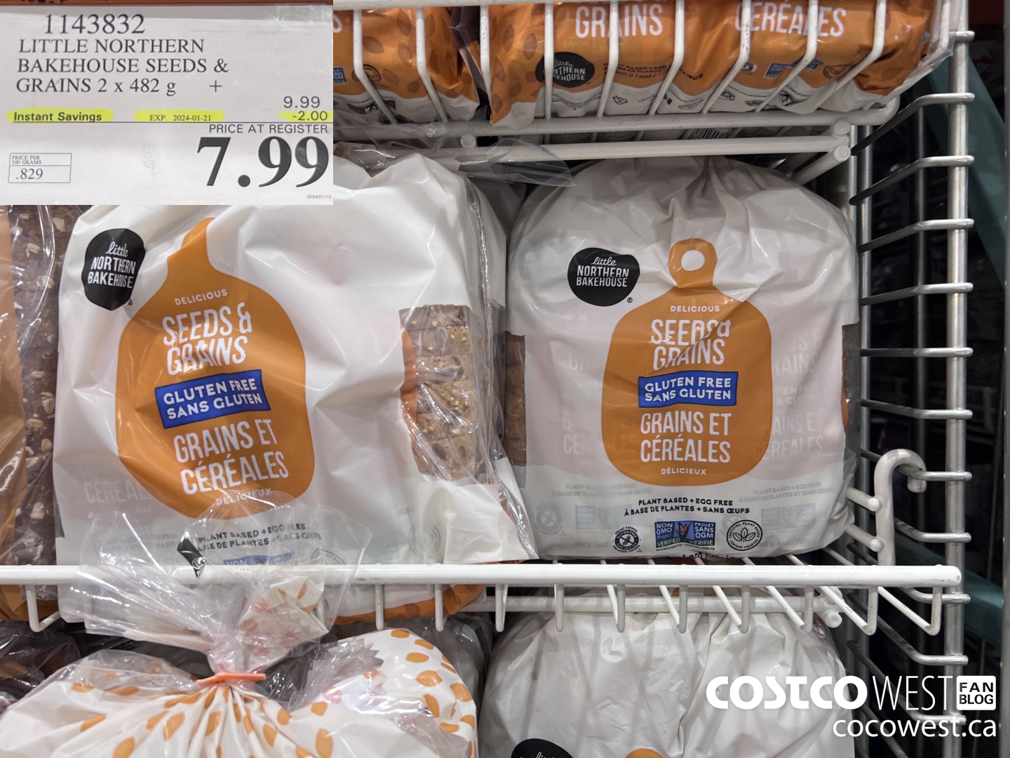 1143832 LITTLE NORTHERN BAKEHOUSE SEEDS & GRAINS 2 X 482 G ($2.00 INSTANT SAVINGS EXPIRES ON 2024-01-21) $7.99