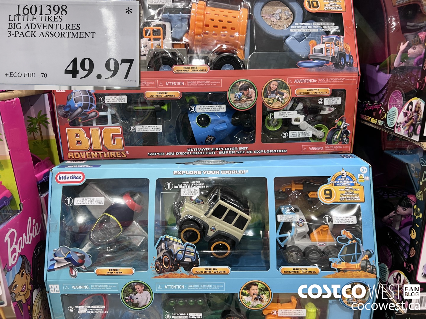 1601398 LITTLE TIKES BIG ADVENTURE 3-PACK ASSORTMENT $49.97