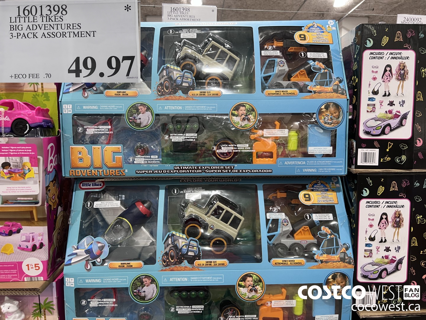 1601398 LITTLE TIKES BIG ADVENTURE 3-PACK ASSORTMENT $49.97