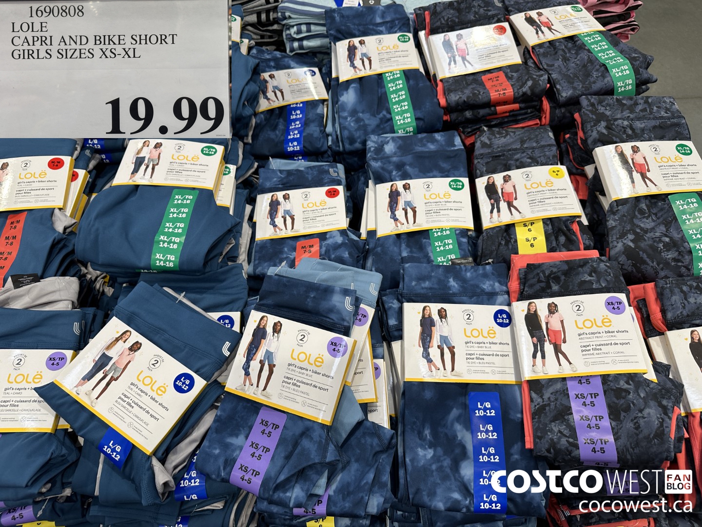 1690808 LOLE CAPRI AND BIKE SHORT GIRLS SIZES XS-XL $19.99