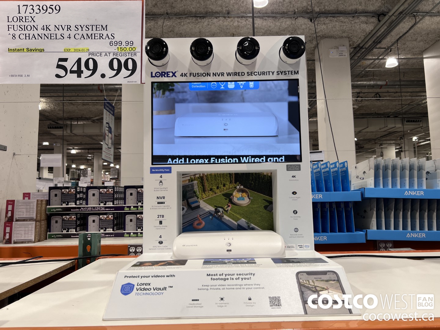 1733959 LOREX FUSION 4K NVR SYSTEM 8 CHANNELS 4 CAMERAS ($150.00 INSTANT SAVINGS EXPIRES ON 2024-01-28) $549.99