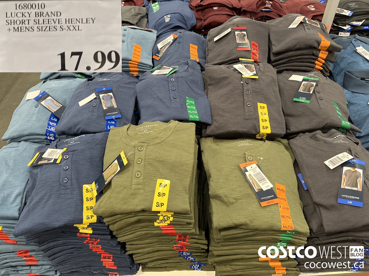 1680010 LUCKY BRAND SHORT SLEEVE HENLEY MENS SIZES S-XXL $17.99