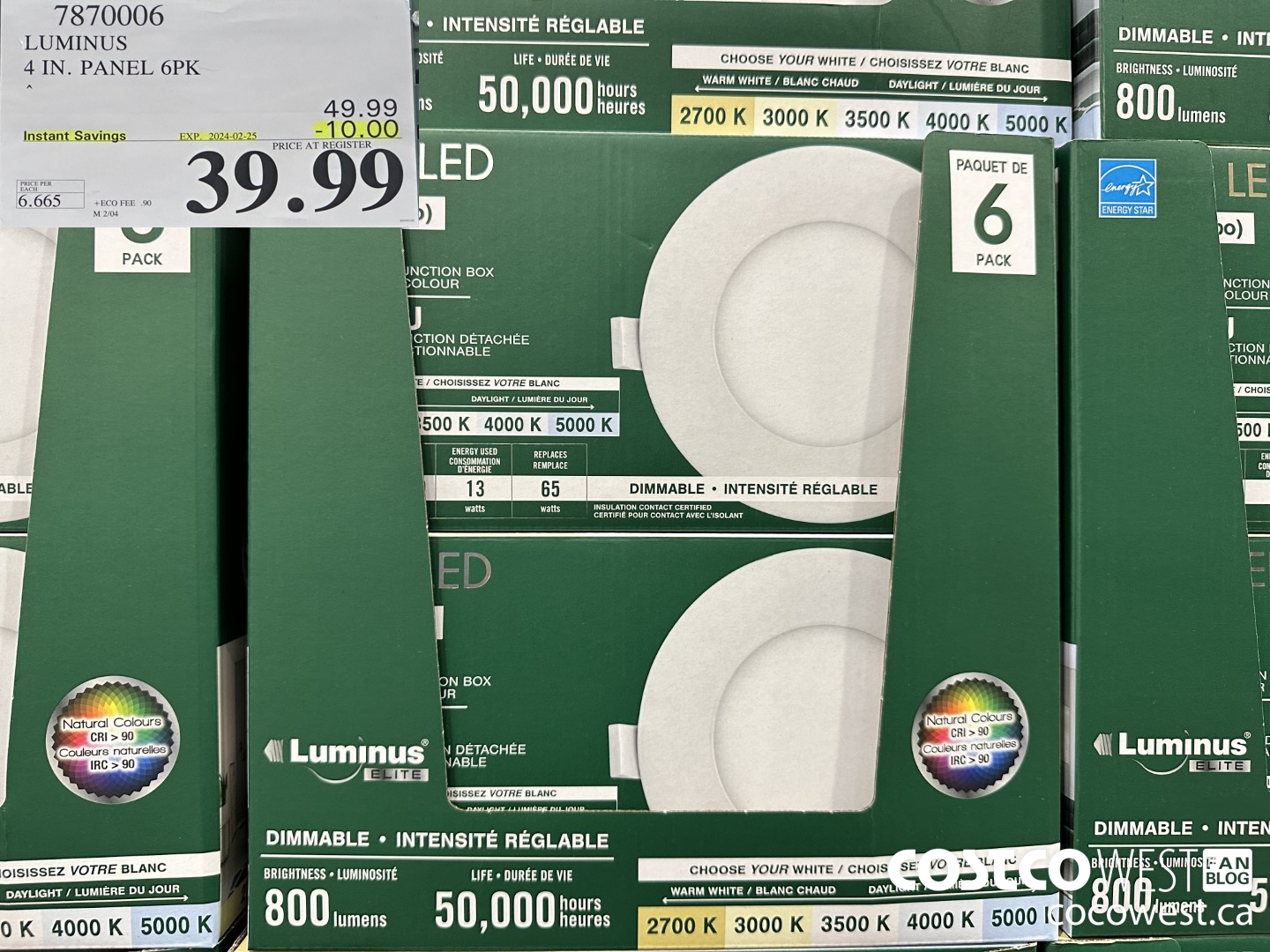 7870006 LUMINUS 4 IN. PANEL 6PK ($10.00 INSTANT SAVINGS EXPIRES ON 2024-02-25) $39.99