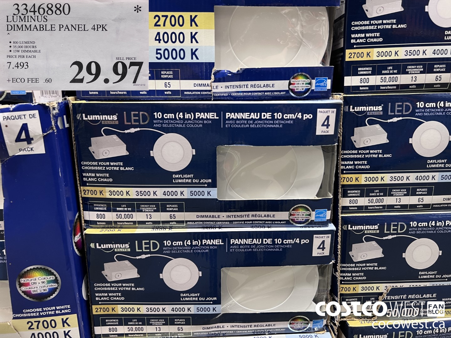 3346880 LUMINUS DIMMABLE PANEL 4PK $29.97