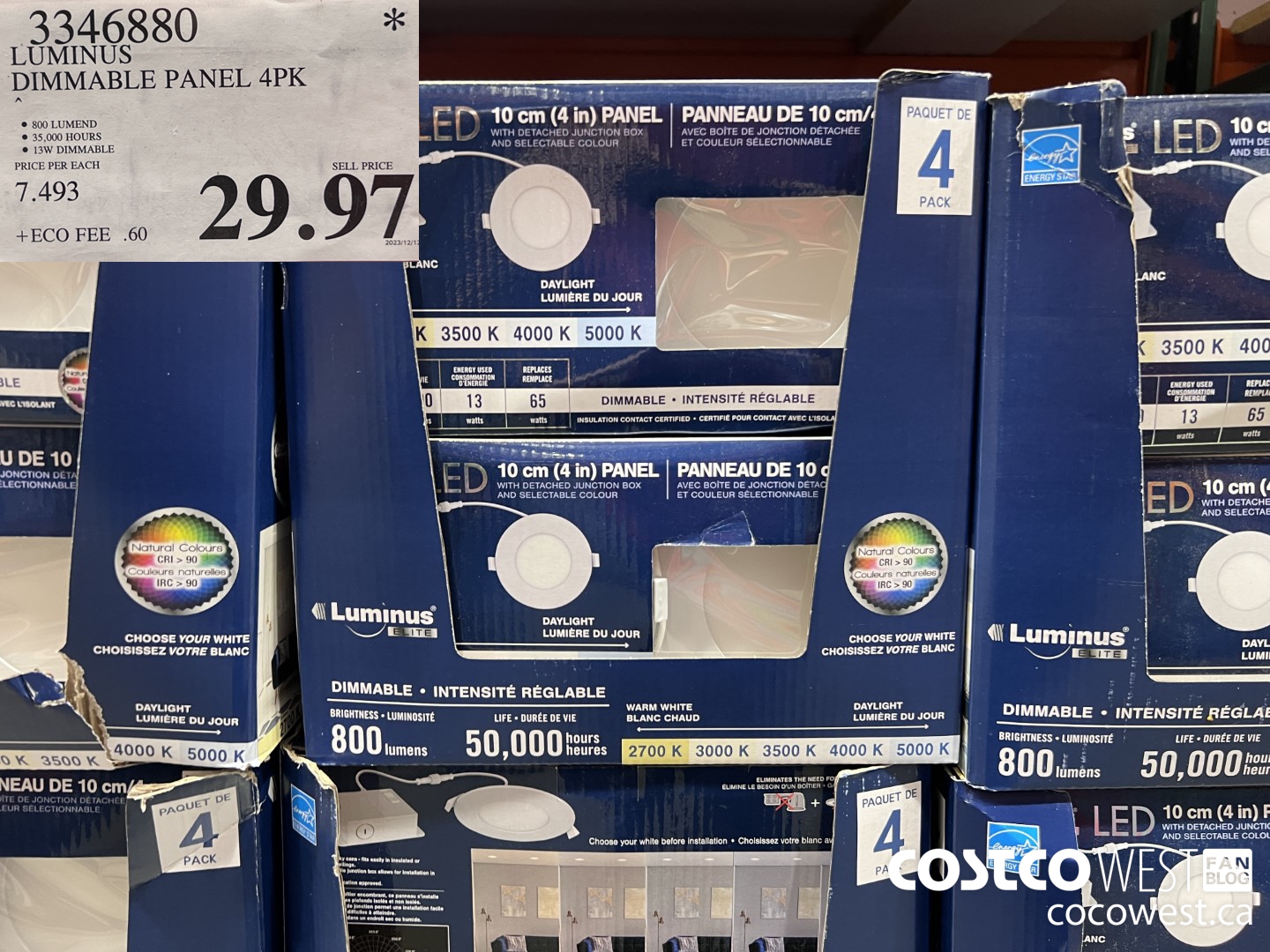 3346880 LUMINUS DIMMABLE PANEL 4PK $29.97