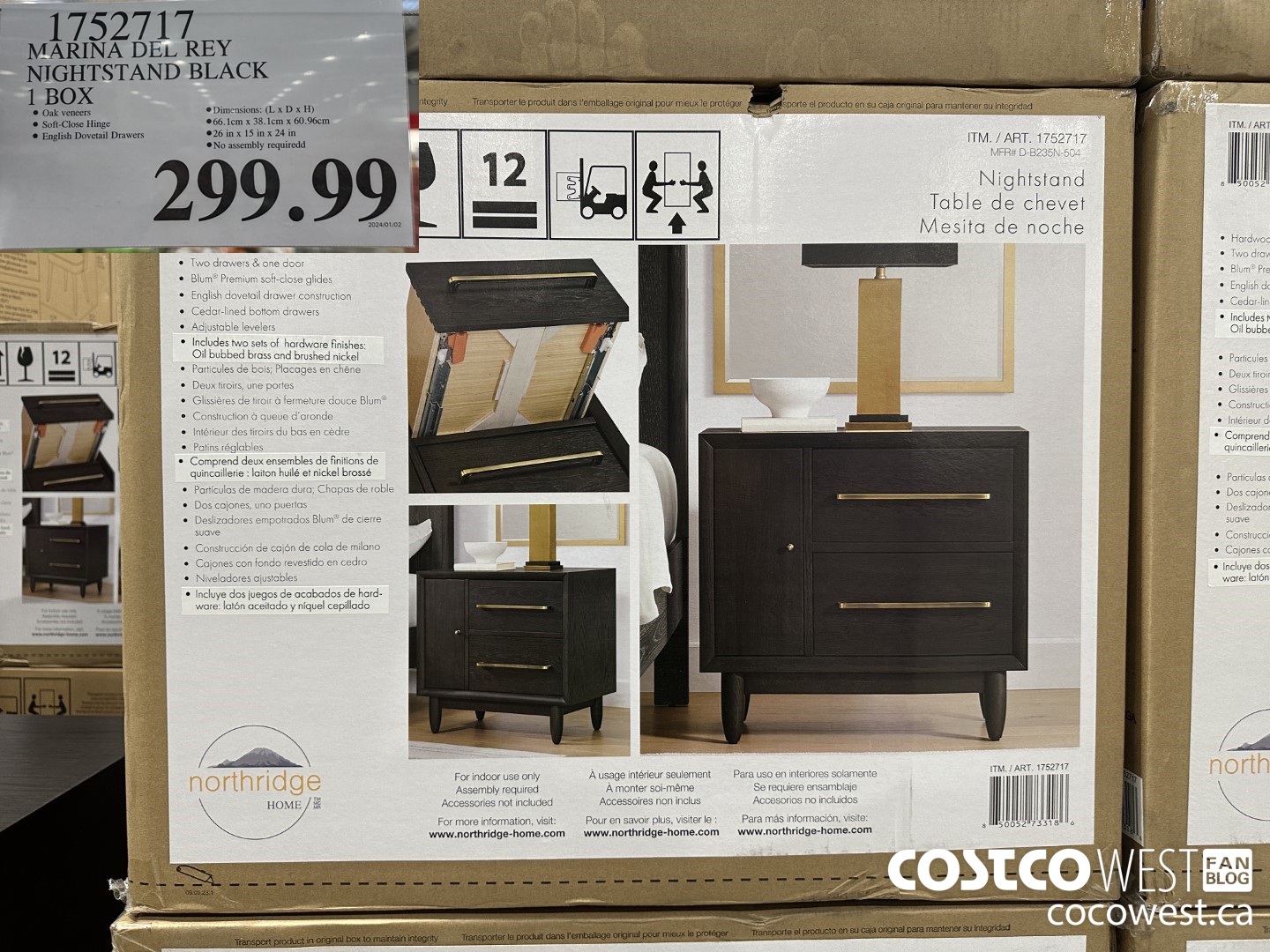 1752717 MARINA DEL REY NIGHTSTAND BLACK 1 BOX $299.99