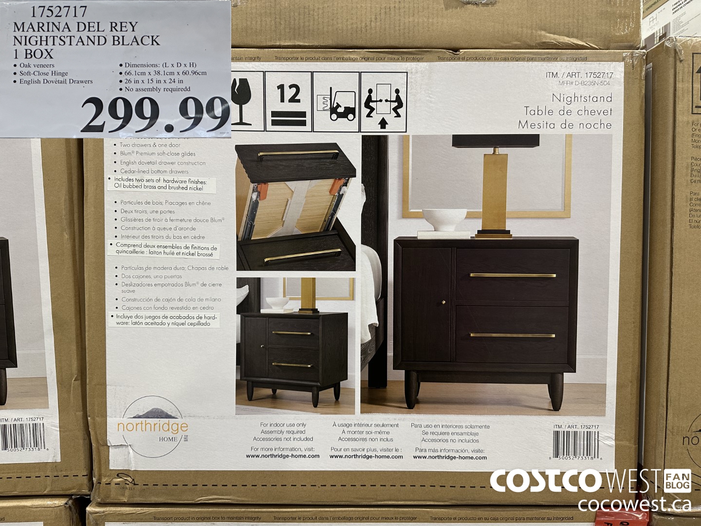 1752717 MARINA DEL REY NIGHTSTAND BLACK 1 BOX $299.99