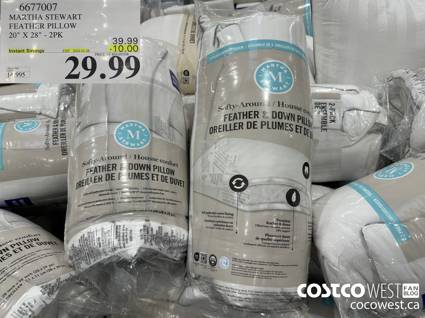 6677007 MARTHA STEWART FEATHER PILLOW 20