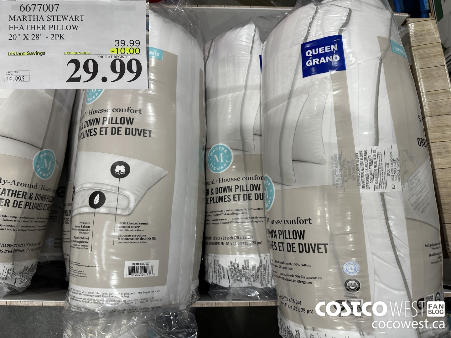 6677007 MARTHA STEWART FEATHER PILLOW 20