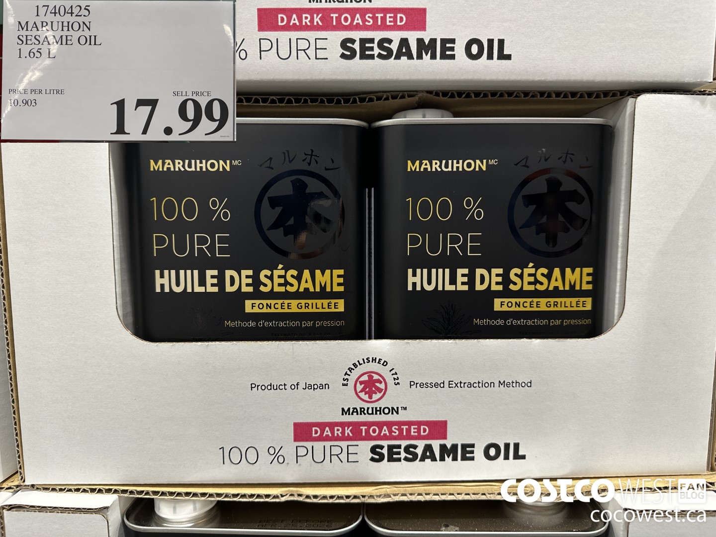 1740425 MARUHON SESAME OIL 1.65L $17.99