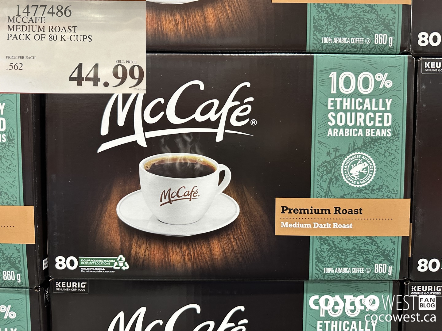 1477486 MCCAFE MEDIUM ROAST K-CUPS 80 COUNT  $44.99