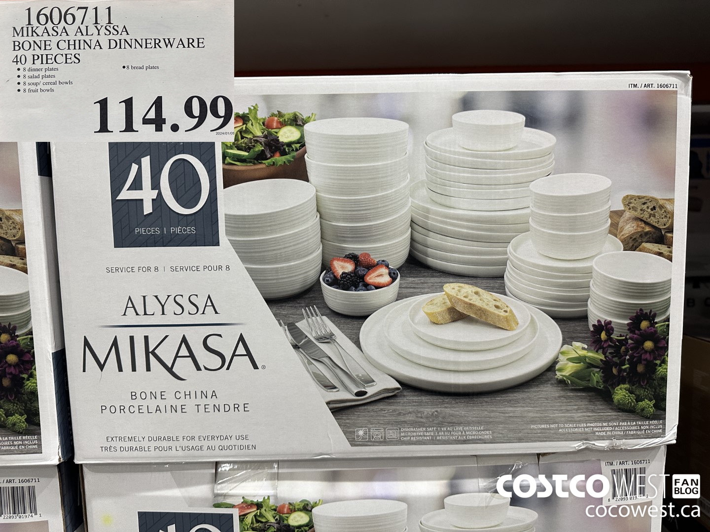 1606711 MIKASA ALYSSA BONE CHINA DINNERWARE 40 PIECES $114.99