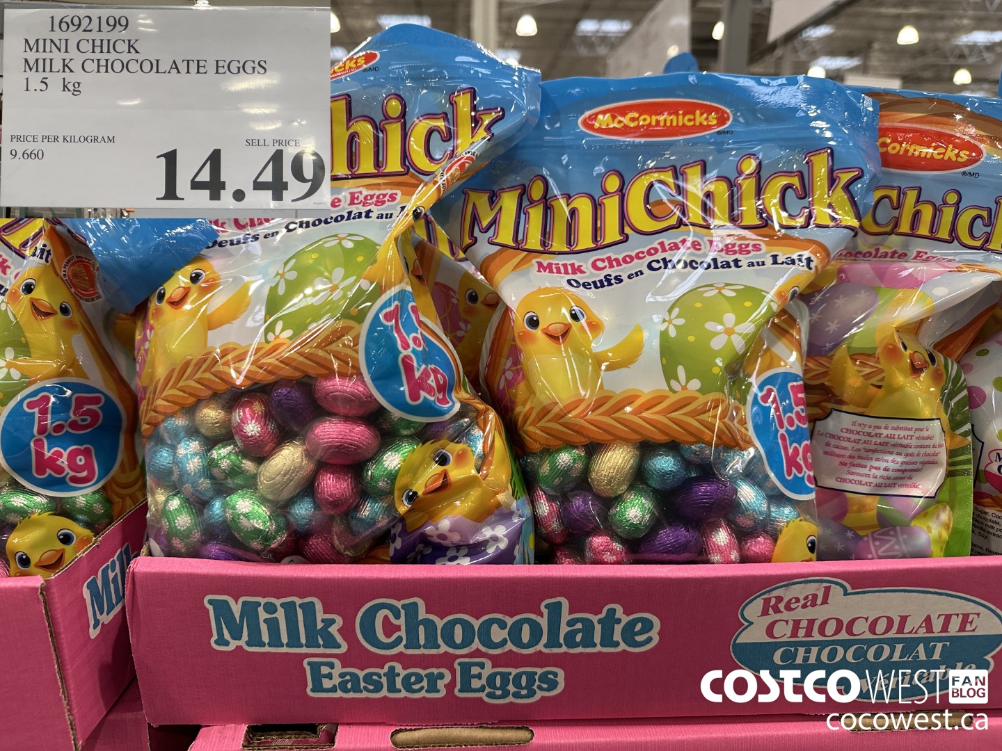 1692199 MINI CHICK MILK CHOCOLATE EGGS 1.5 KG $14.49