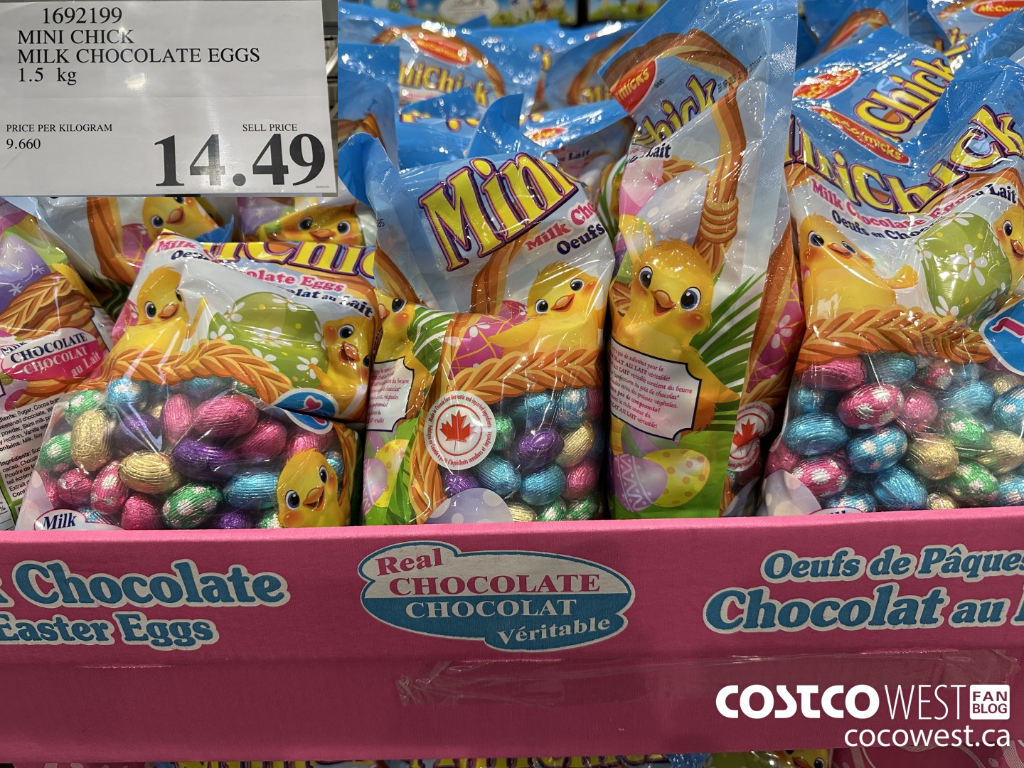 1692199 MINI CHICK MILK CHOCOLATE EGGS 1.5 KG $14.49