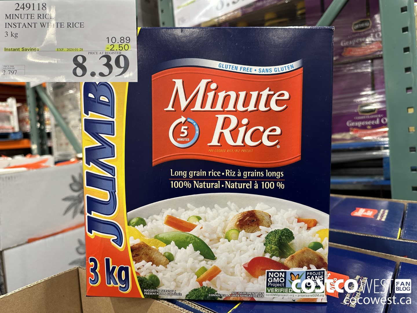 249118 MINUTE RICE INSTANT WHITE RICE 3 kg ($2.50 INSTANT SAVINGS EXPIRES ON 2024-01-28) $8.39