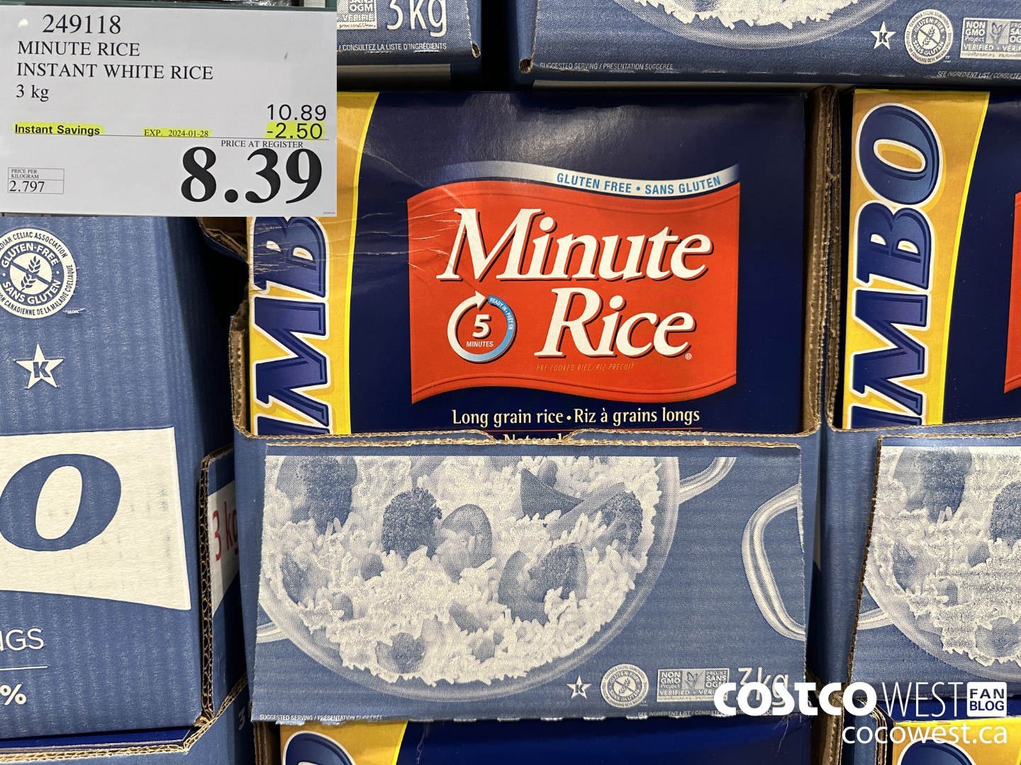 249118 MINUTE RICE INSTANT WHITE RICE 3 kg ($2.50 INSTANT SAVINGS EXPIRES ON 2024-01-28) $8.39