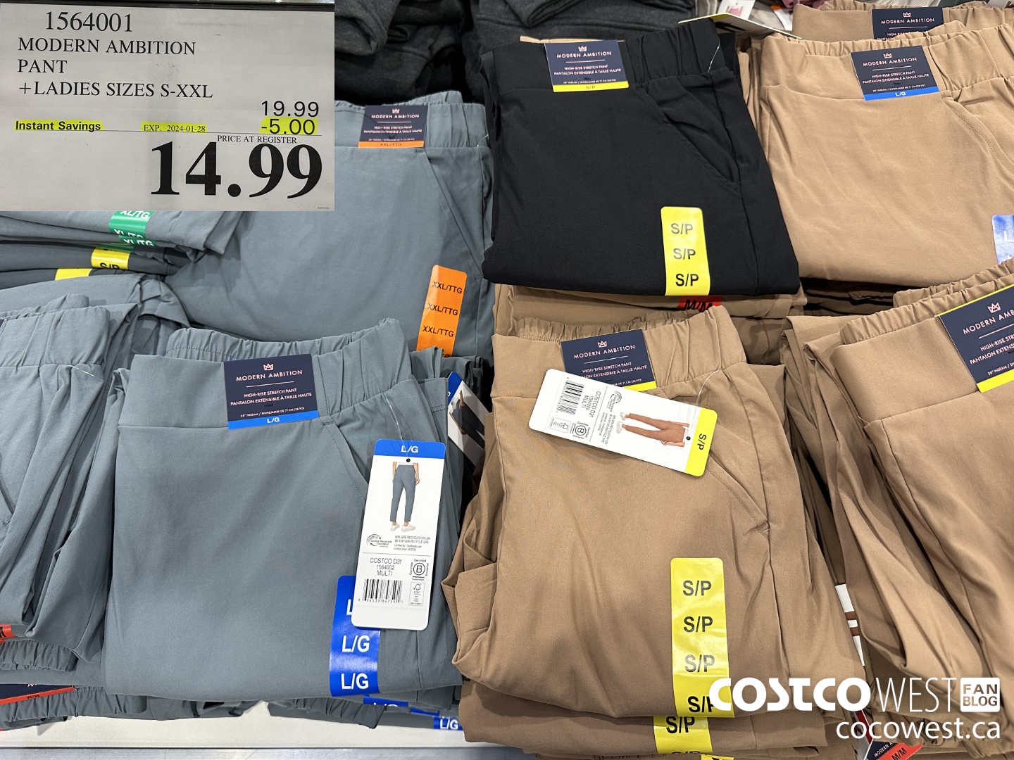 1564001 MODERN AMBITION PANT LADIES SIZES S-XXL ($5.00 INSTANT SAVINGS EXPIRES ON 2024-01-28) $14.99