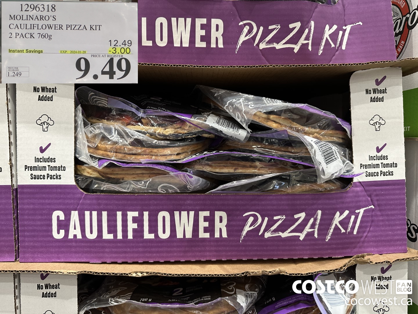 1296318 MOLINARO'S CAULIFLOWER PIZZA KIT 2 PACK 760g ($3.00 INSTANT SAVINGS EXPIRES ON 2024-01-28) $9.49