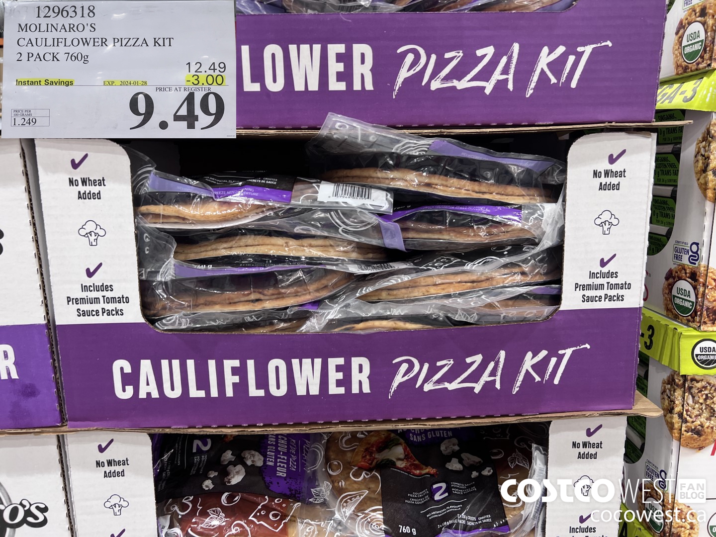 1296318 MOLINARO'S CAULIFLOWER PIZZA KIT 2 PACK 760g ($3.00 INSTANT SAVINGS EXPIRES ON 2024-01-28) $9.49