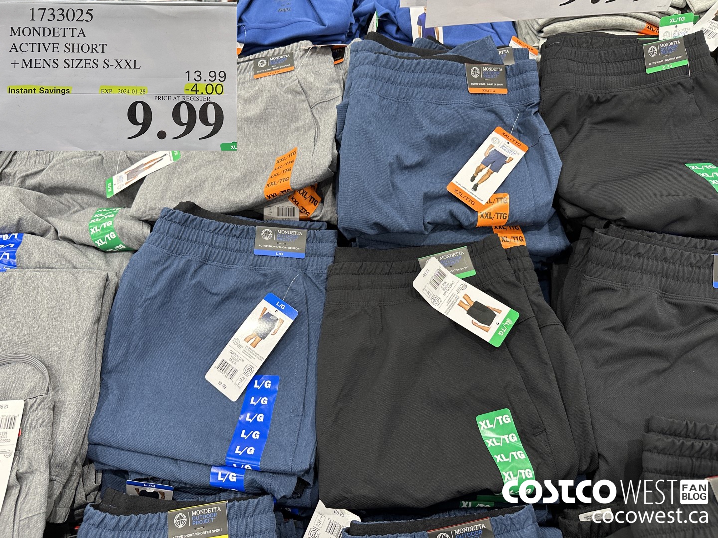 1733025 MONDETTA ACTIVE SHORT MENS SIZES S-XXL  ($4.00 INSTANT SAVINGS EXPIRES ON 2024-01-28) $9.99