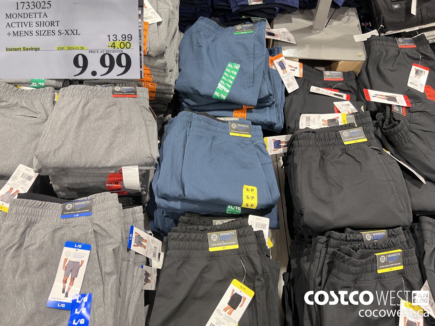 1733025 MONDETTA ACTIVE SHORT MENS SIZES S-XXL  ($4.00 INSTANT SAVINGS EXPIRES ON 2024-01-28) $9.99