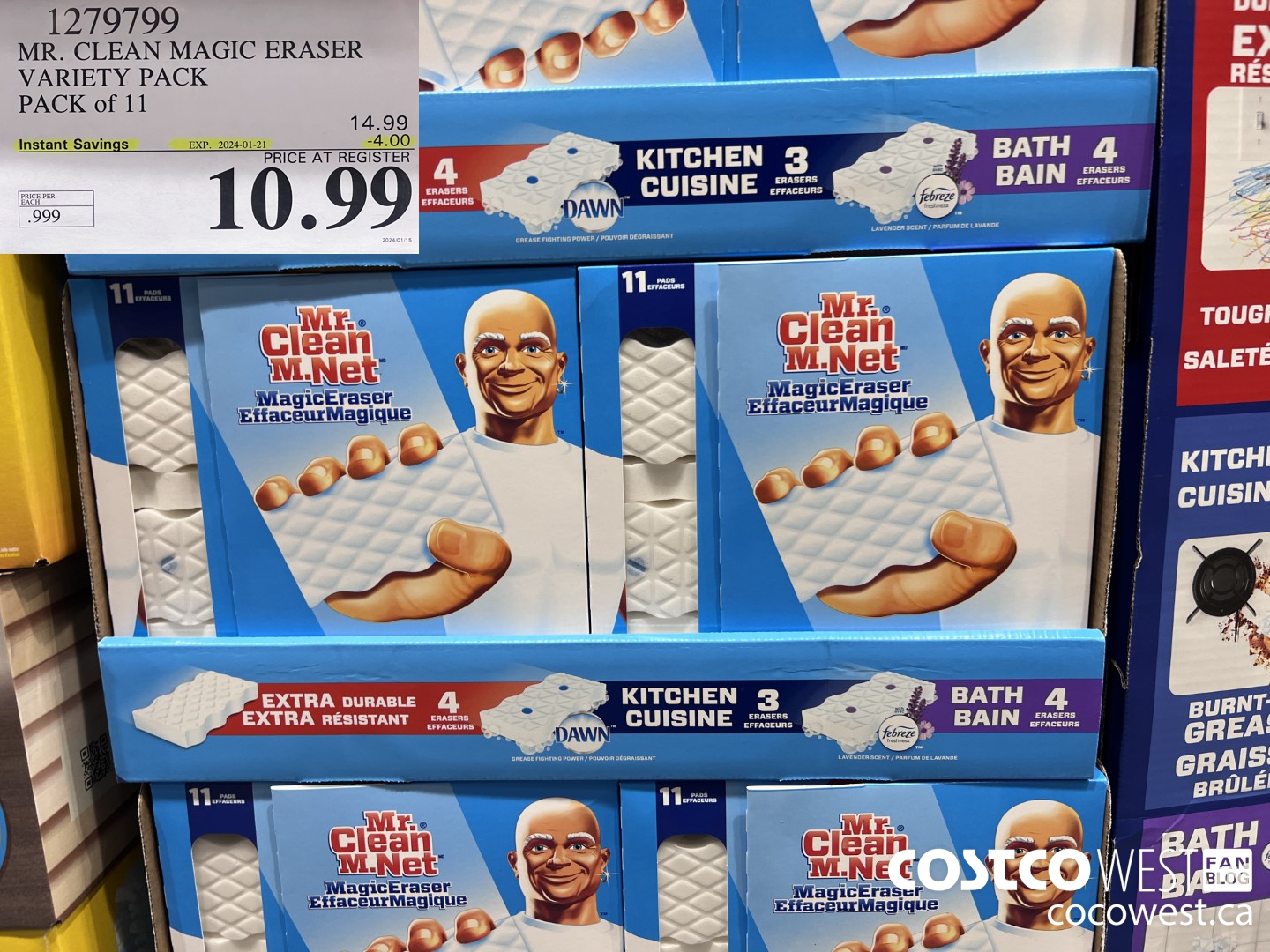 1279799 MR. CLEAN MAGIC ERASER VARIETY PACK PACK OF 11 ($4.00 INSTANT SAVINGS EXPIRES ON 2024-01-21) $10.99