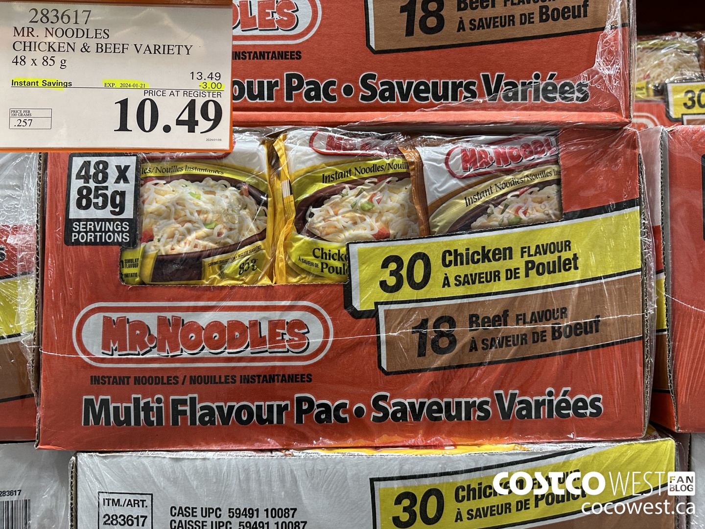 283617 MR. NOODLES FLATS LESS SODIUM 48 x 85 g ($3.00 INSTANT SAVINGS EXPIRES ON 2024-01-21) $10.49