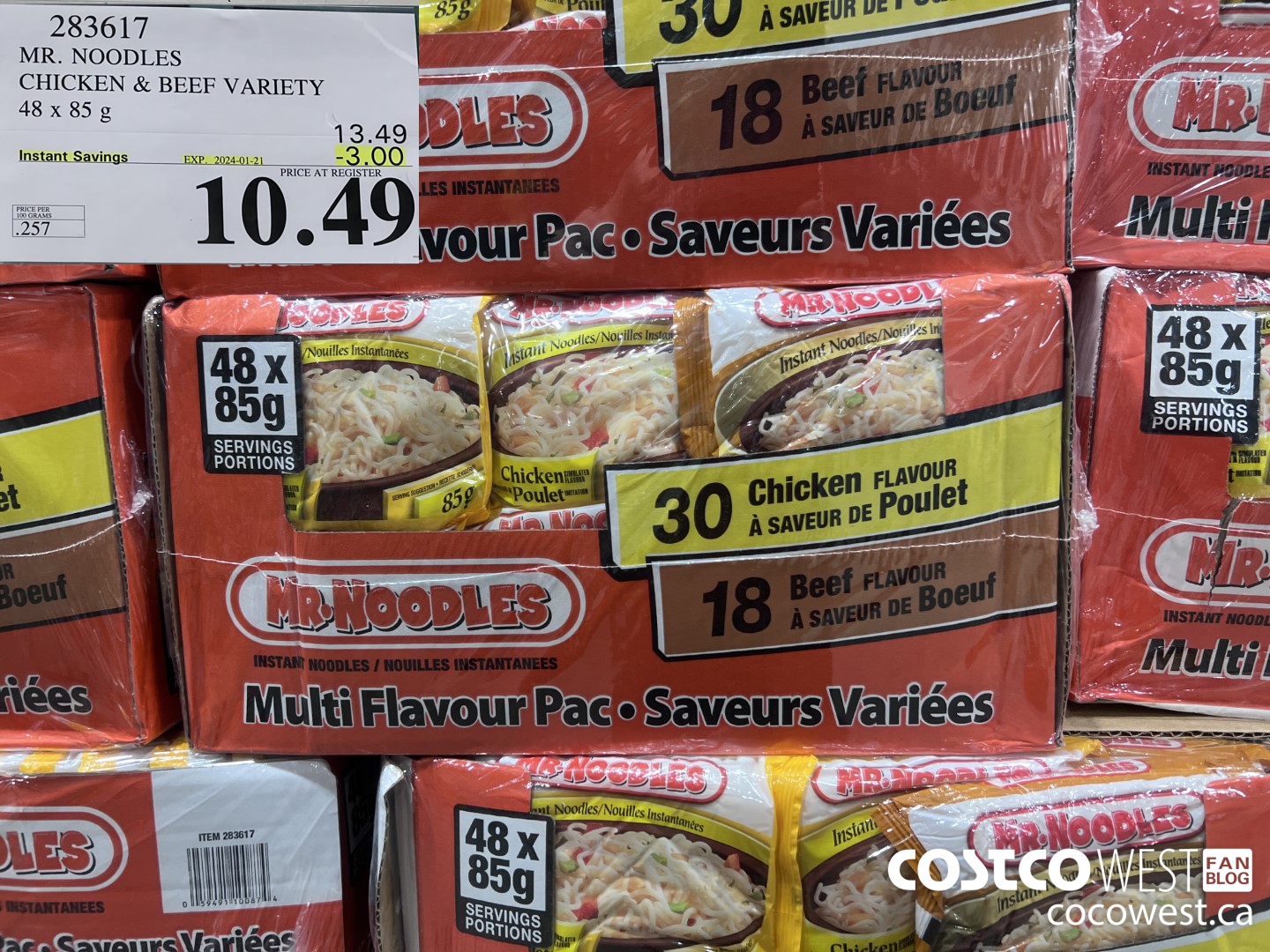 283617 MR. NOODLES FLATS LESS SODIUM 48 x 85 g ($3.00 INSTANT SAVINGS EXPIRES ON 2024-01-21) $10.49