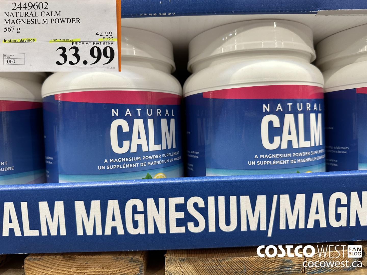 2449602 NATURAL CALM MAGNESIUM POWDER 567 g ($9.00 INSTANT SAVINGS EXPIRES ON 2024-02-25) $33.99
