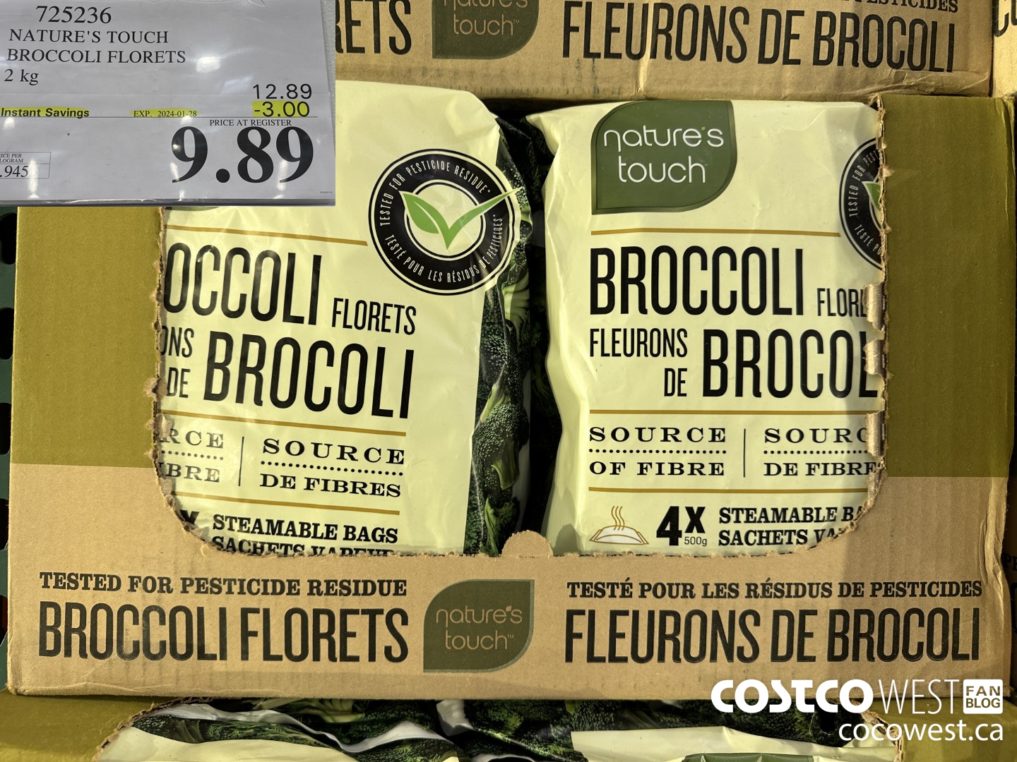 725236 NATURE'S TOUCH BROCCOLI FLORETS 2 kg ($3.00 INSTANT SAVINGS EXPIRES ON 2024-01-28) $9.89