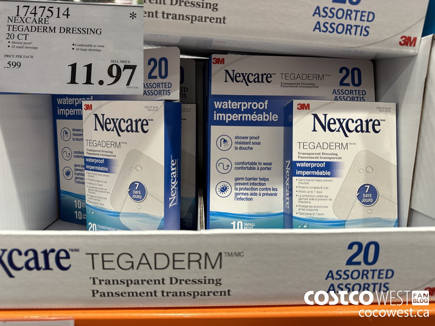 1747514 NEXCARE TEGADERM DRESSING 20 CT $11.97