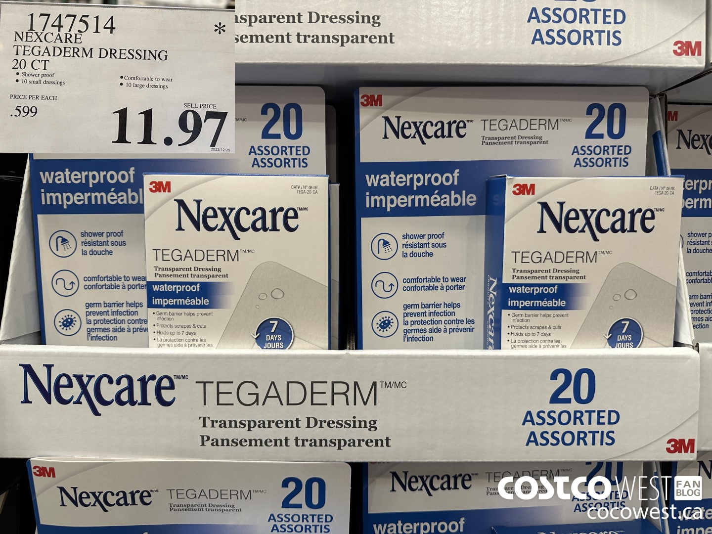 1747514 NEXCARE TEGADERM DRESSING 20 CT $11.97