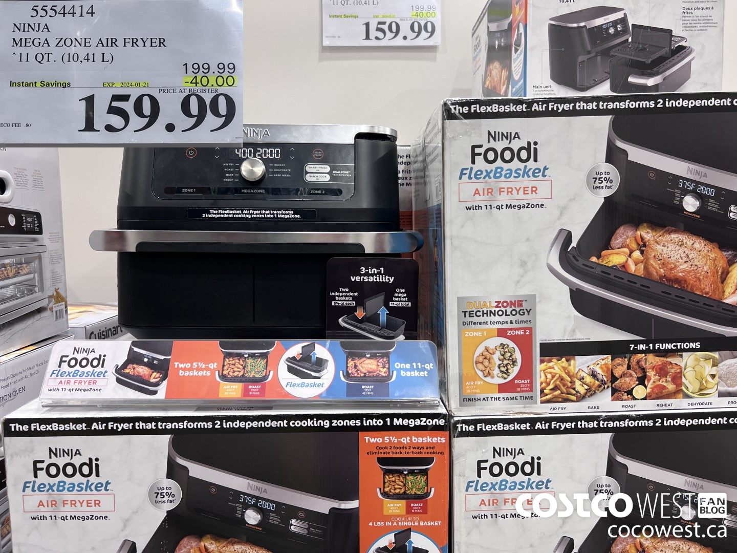 5554414 NINJA MEGA ZONE AIR FRYER 11 QT. (10,41 L) ($40.00 INSTANT SAVINGS EXPIRES ON 2024-01-21) $159.99