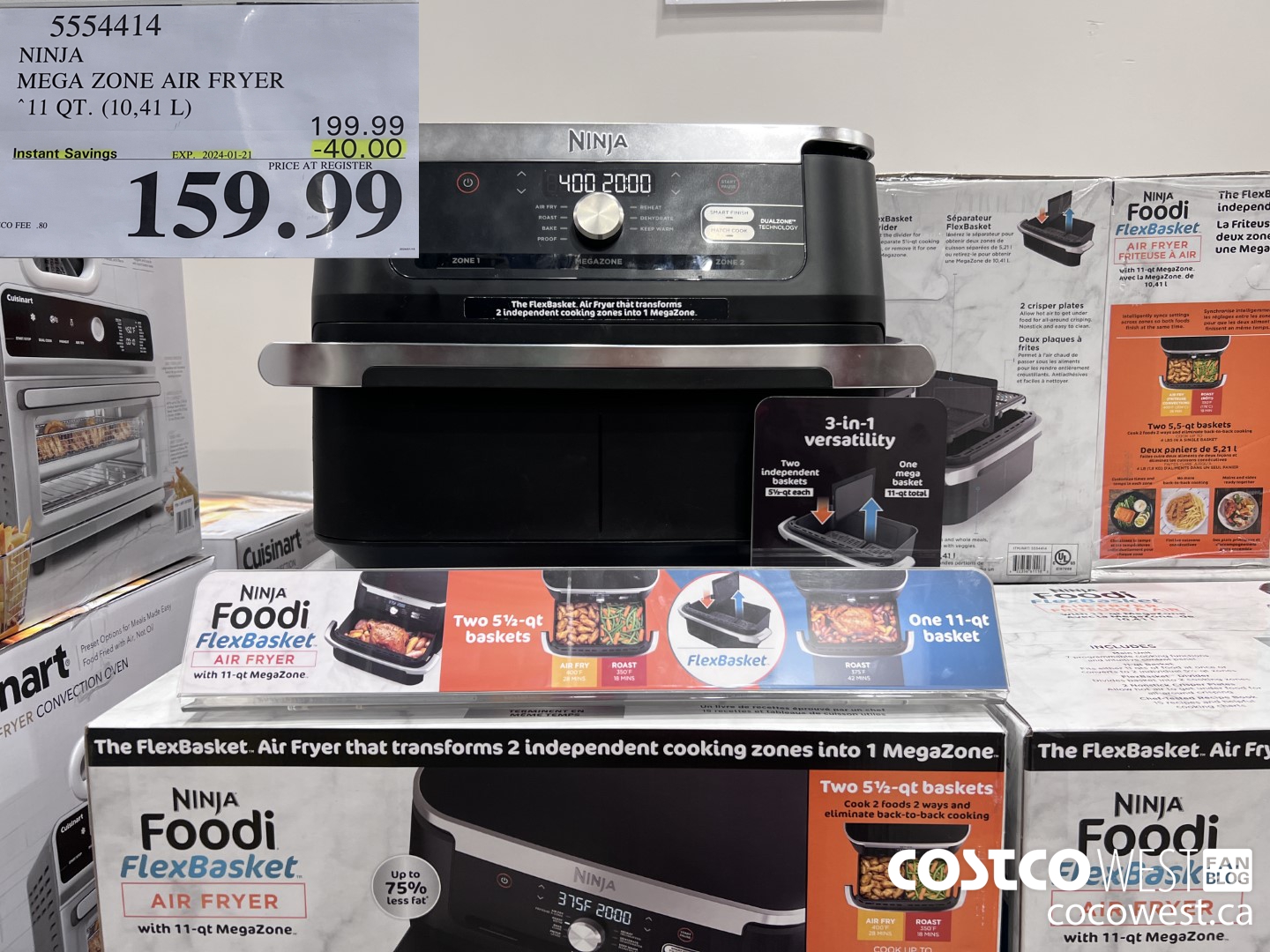 5554414 NINJA MEGA ZONE AIR FRYER 11 QT. (10,41 L) ($40.00 INSTANT SAVINGS EXPIRES ON 2024-01-21) $159.99
