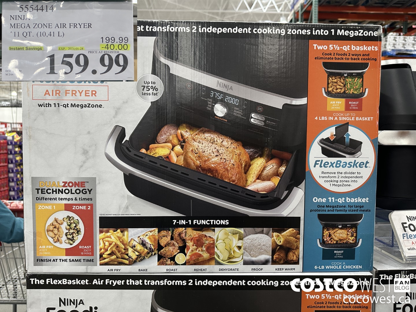 5554414 NINJA MEGA ZONE AIR FRYER 11 QT. (10,41 L) ($40.00 INSTANT SAVINGS EXPIRES ON 2024-01-28) $159.99