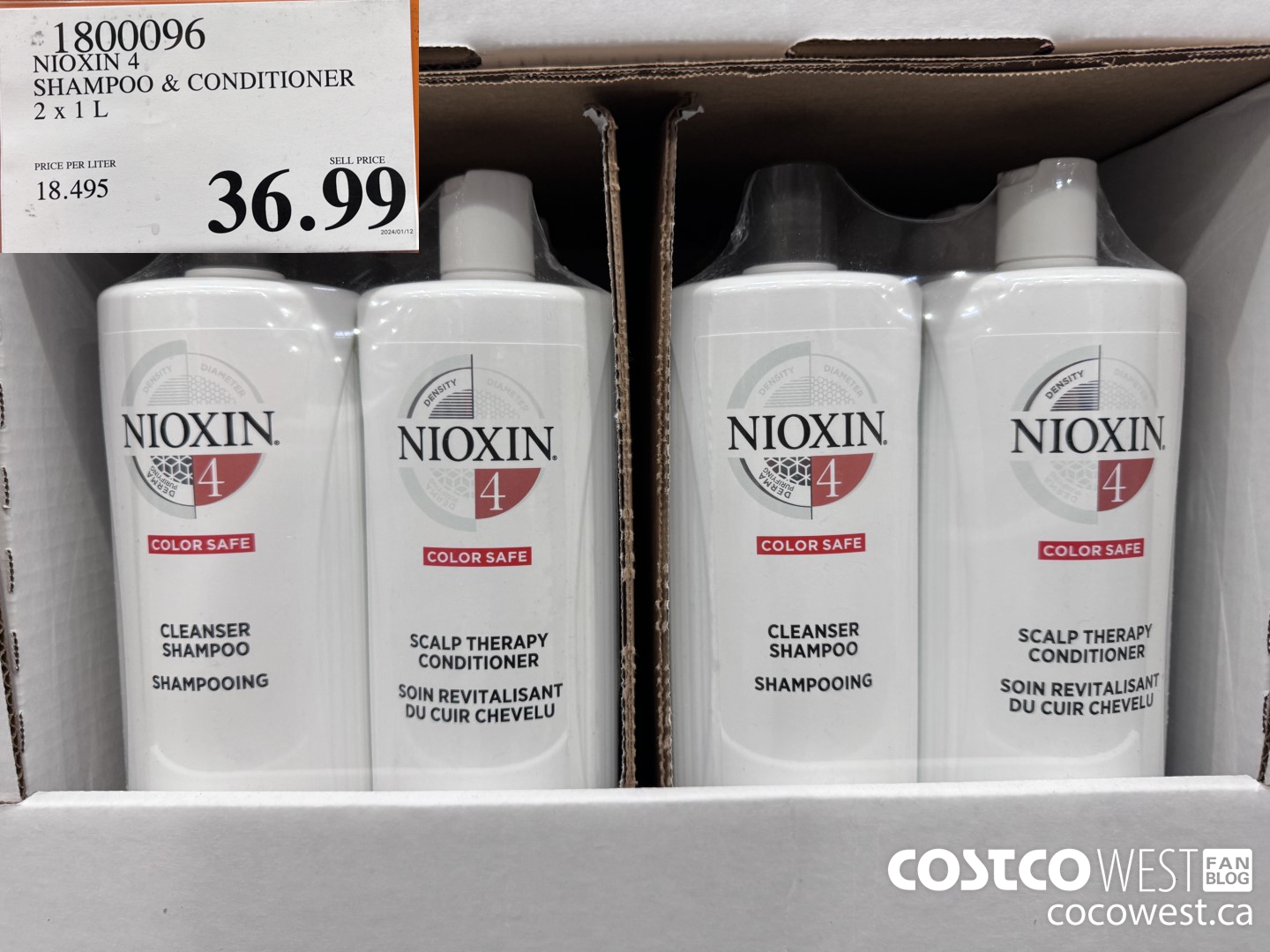 1800096 NIOXIN 4 SHAMPOO & CONDITIONER 2 X 1L $36.99