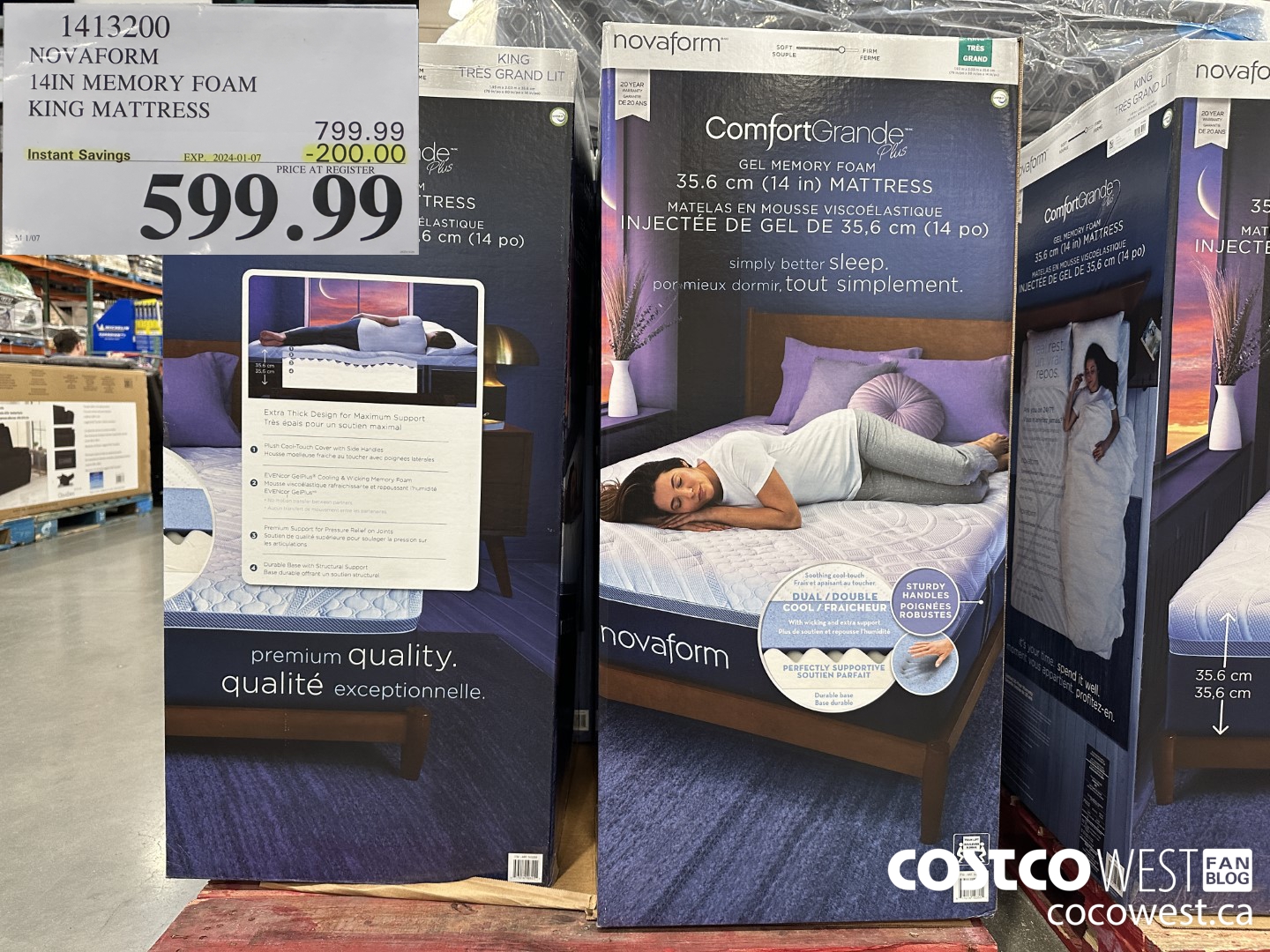 1413200 NOVAFORM COMFORTGRANDE PLUS KING MATTRESS ($200.00 INSTANT SAVINGS EXPIRES ON 2024-01-07) $599.99