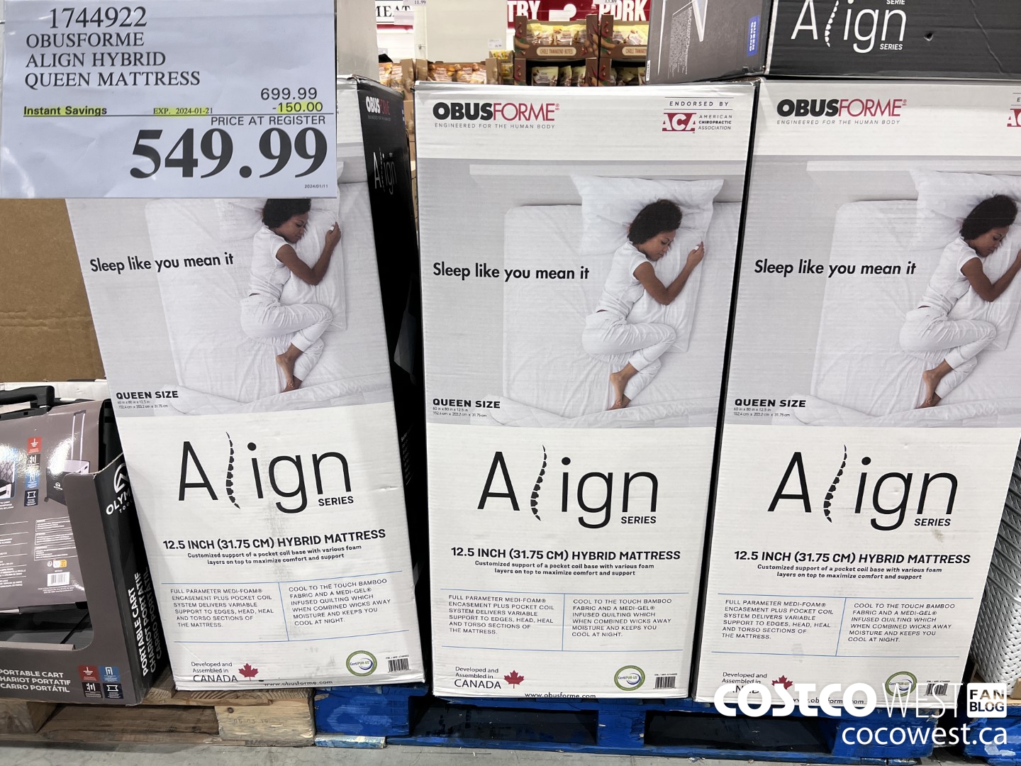 1744922 OBUSFORME ALIGN HYBRID QUEEN MATTRESS ($150.00 INSTANT SAVINGS EXPIRES ON 2024-01-21) $549.99