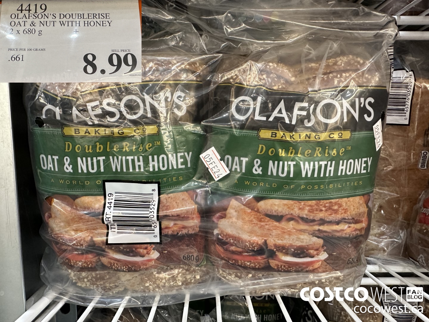 4419 OLAFSON'S DOUBLERISE OAT & NUT WITH HONEY PACK OF 2 X 680 G $8.99