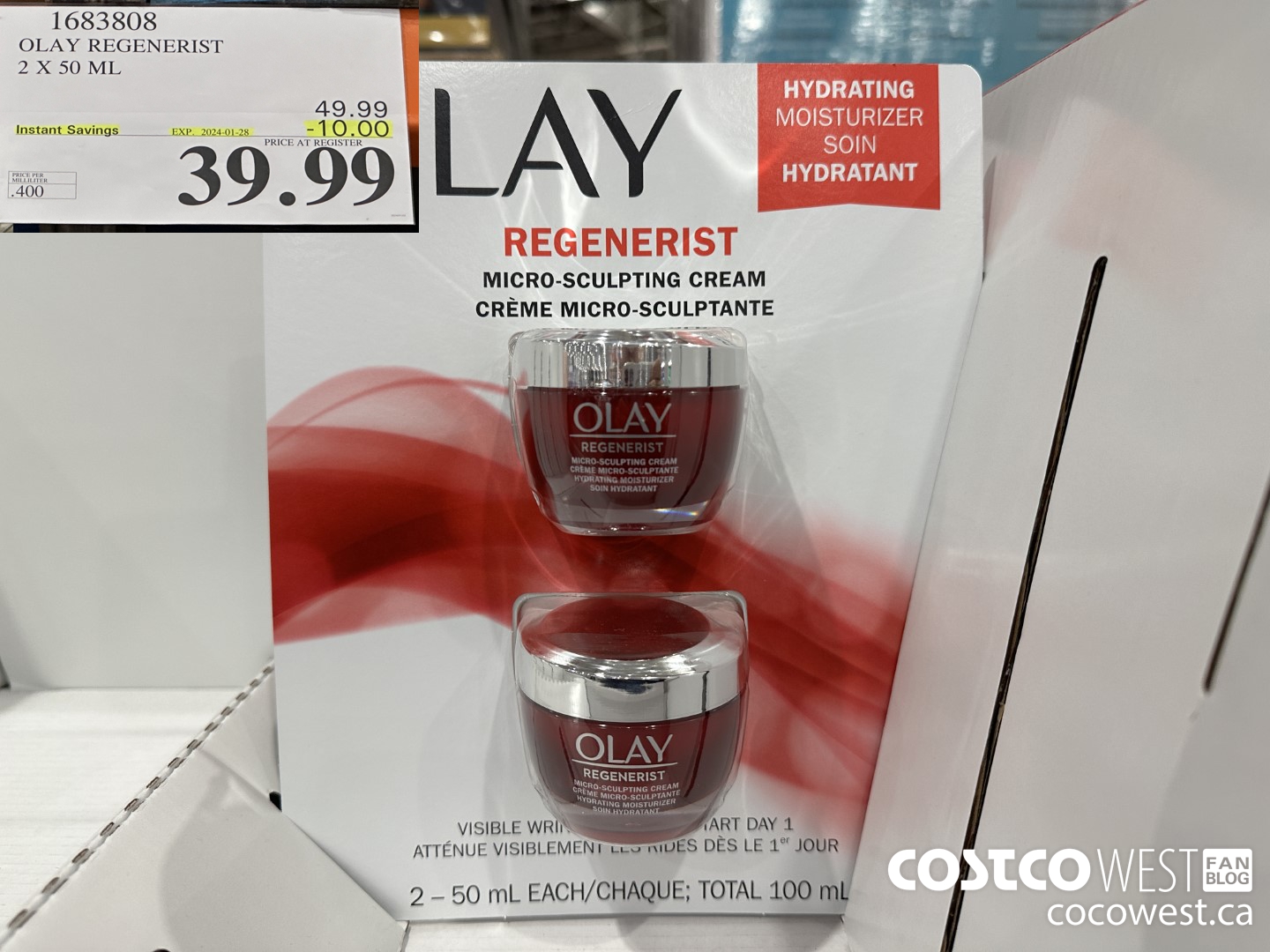 1683808 OLAY REGENERIST 2 X 50 ML ($10.00 INSTANT SAVINGS EXPIRES ON 2024-01-28) $39.99