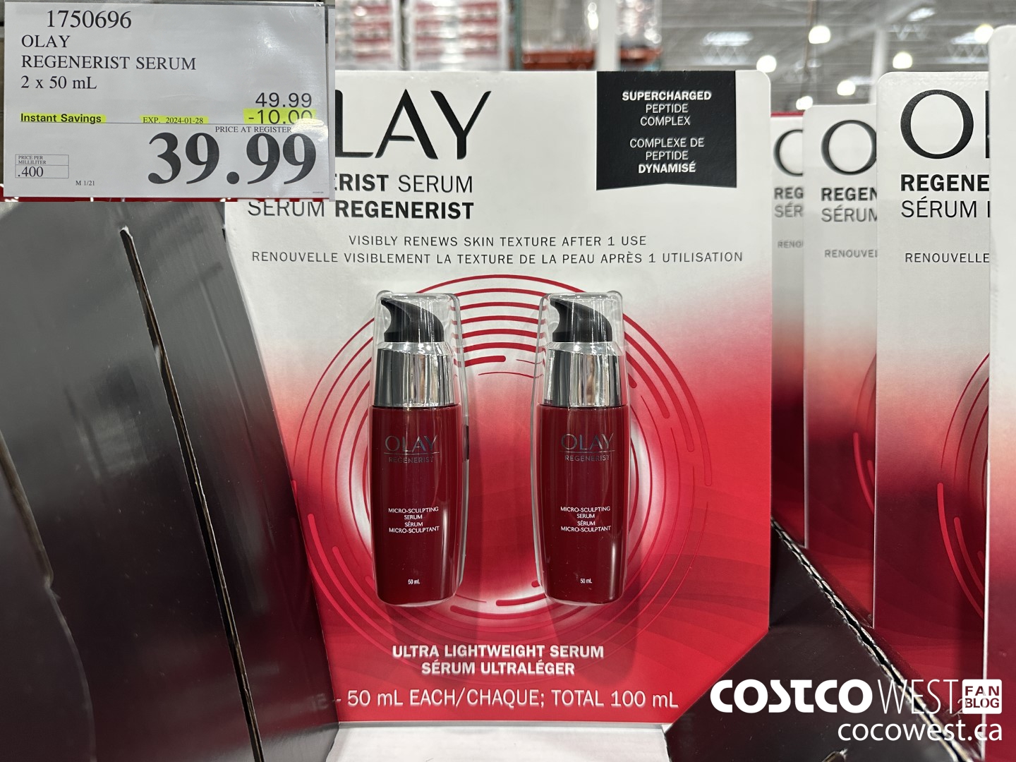 1750696 OLAY REGENERIST SERUM 2 X 50ML ($10.00 INSTANT SAVINGS EXPIRES ON 2024-01-28) $39.99